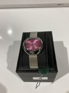 GAMGES LONDON CURLICUE SILVER/PINK WRIST WATCH RRP £600