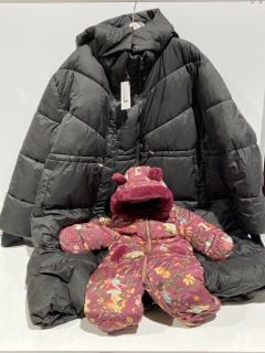 BOX OF ITEMS TO INCLUDE GEORGE MATERNITY BLACK PUFFER COAT UK 2XL