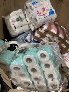 PALLET OF ASSORTED ITEMS TO INCLUDE SPLASH 72 PIECE SOFT TOILET ROLL