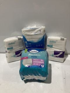 BOX OF SANITARY ITEMS TO INCLUDE PROSKIN PANTS XL