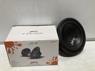 BOX OF ITEMS TO INCLUDE JUICE 8" SUBWOOFER