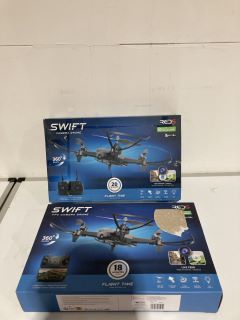 BOX OF ASSORTED ITEMS TO INCLUDE SWIFT CAMERA DRONE 20 MINUTE FIGHT TIME 360 DEGREE FLIPS