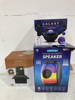 BOX OF ASSORTED ITEMS TO INCLUDE WIRELESS RAINBOW PARTY SPEAKER