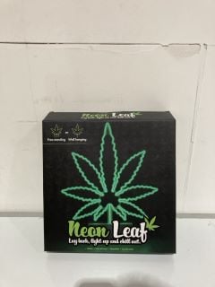 BOX OF ASSORTED ITEMS TO INCLUDE NEON LEAF LIGHT 18+ ID MAY BE REQUIRED