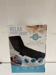 BOX OF ASSORTED ITEMS TO INCLUDE WELL BEING FULL BODY MASSAGER MAT WITH HEAT FUNCTION