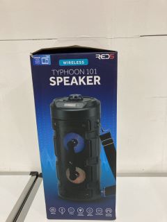 BOX OF ASSORTED ITEMS TO INCLUDE WIRELESS TYPHOON 101 SPEAKER