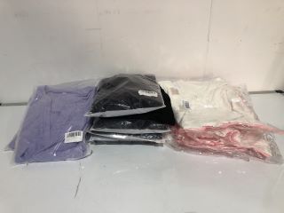 BOX OF ASSORTED ITEMS TO INCLUDE PINK AND WHITE VEST TOPS SIZE LARGE