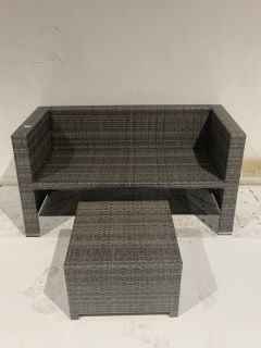 ALLUMINUM OUTDOOR SEATING WITH GREY PILLOWS AND BUILT IN TABLE RRP £680