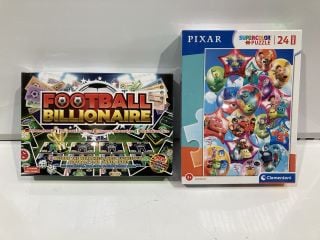 A BOX TO INCLUDE FOOTBALL MILLIONAIRE BOARD GAMES