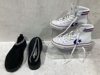 MX11L BLACK SUEDE SHOES UK 7 AND WHITE/BLUE/RED CONVERSE UK 4