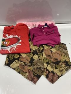 A BOX TO INCLUDE RALPH LAUREN PINK SUIT SIZE 12 MONTHS