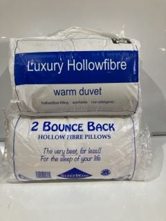 A BOX TO INCLUDE LUXURY HOLLOWFIBRE DOUBLE DUVET & 2 PILLOWS