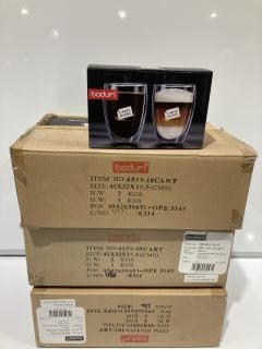 3X BODUM 2PCS GLASS DOUBLE WALL MEDIUM 0.35 12OZ