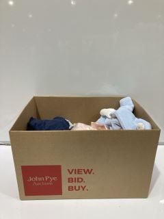 A BOX TO INCLUDE A BABIES BLUE BEAR FULL ZIPPER JACKET