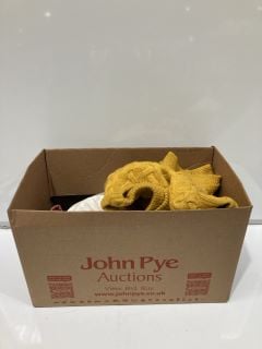 A BOX TO INCLUDE GEORGE YELLOW KNITTED WOOL JUMPER