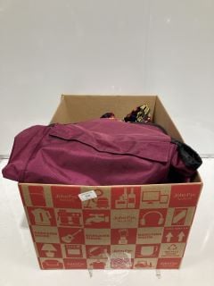 A BOX TO INCLUDE PURPLE LARGE BAG