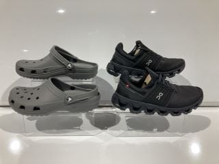 CROCS SLATE GRAY UINI SEX M/10 W/12 AND DQ CLOUD SWIFT 3 ADD ALL BLACK UK 9.5 RRP £200