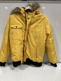 YELLOW LEE COOPER COAT WITH FUR HOOD SIZE XL