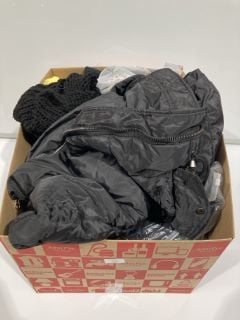 A BOX TO INCLUDE A BLACK PUFFER JACKET