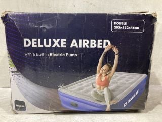 INFLATABLE DOUBLE DELUXE AIRBED WITH BUILT IN ELECTRIC PUMP