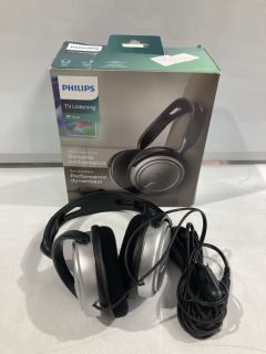 2 X PHILIPS DYNAMIC PERFORMANCE TV LISTENING HEADPHONES RRP £56