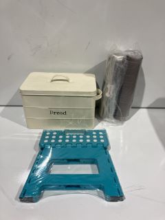 BOX OF ITEMS TO INCLUDE METAL BREAD BOX