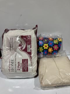 BOX OF ITEMS TO INCLUDE NEON FLORAL PILLOW