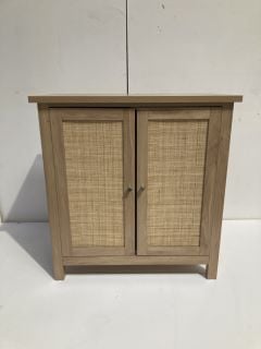 HALLOWOOD FURNITURE NEWQUAY OAK EFFECT CABINET WITH RATTAN FRONT RRP £120