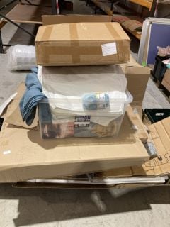 PALLET OF ITEMS TO INCLUDE ARTIFICIAL PLANTS PLUS CRYSTAL 60L BOX