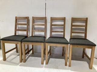 4 X HALLOWOOD FURNITURE SOLID OAK SMALL DINING CHAIRS GREY RRP £272