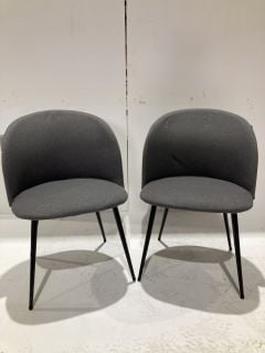 2 X HALLOWOOD FURNITURE SOFT PADDED DINING CHAIRS DARK GREY FABRIC RRP £96