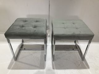 2 X HALLOWOOD FURNITURE FINLEY BEDROOM FABRIC DRESSING TABLE STOOL VELVET GREY WITH CHROME LEGS RRP £120