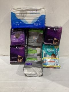 BOX OF ITEMS TO INCLUDE PAMPERS BABY-DRY 25