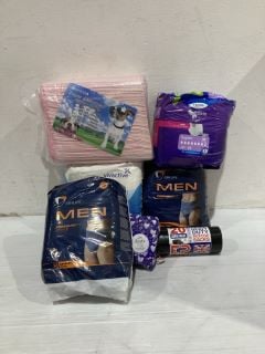 BOX OF ITEMS TO INCLUDE TENA PROSKIN PANTS NIGHT