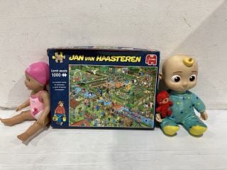 BOX OF ITEMS TO INCLUDE JAN VAN HAASTEREN 2X 1000 COMIC PUZZLE