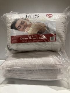 BOX OF BHS DELUXE BOUNCBACK PILLOWS HOTEL PILLOWS+2X STRIPPED PILLOWS