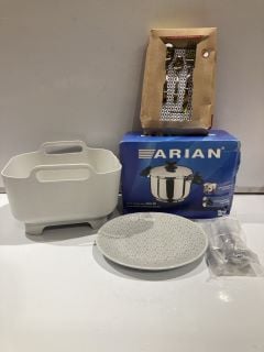 BOX OF ITEMS TO  INCLUDE ARIAN STAINLESS STEEL PASTA POT