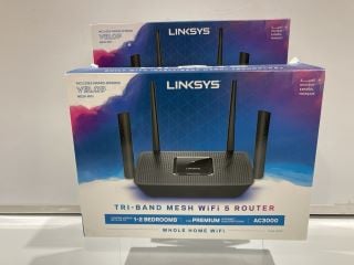 2X LINKSYS TRI-BAND MESH WIFI 5 ROUTER