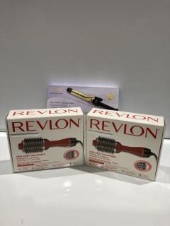 2X REVLON ONE-STEP VOLUMISER + HOT TOOLS PRO SIGNATURE 32MM GOLD CURLING IRON