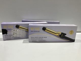 3X HOT TOOLS PRO SIGNATURE 32MM GOLD CURLING IRON