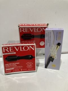 2X REVLON ONE-STEP VOLUMISER + HOT TOOLS PRO SIGNATURE 32MM GOLD CURLING IRON