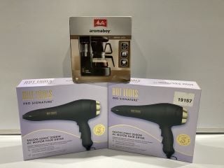 2X HOT TOOLS PRO SIGNATURE SALON IONIC AC MOTOR HAIR DRYER +MELITTA  AROMABOY COFFEE MAKER