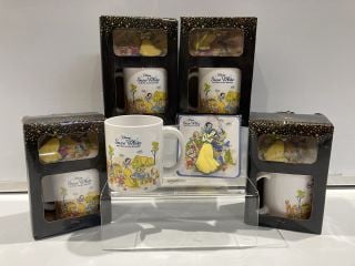 BOX OF DISNEY SNOW WHITE AND THE SEVEN DWARFS MUGS + COASTERS