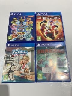 QTY OF PS4 GAMES INCLUDING LEGO THE INCREDIBLES