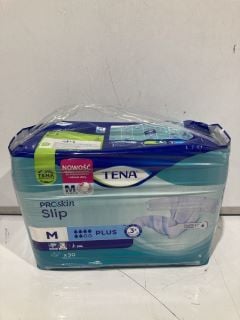 BOX OF ITEMS INCLUDING TENA PRO SKIN NAPPIES