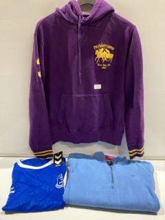 POLO RALPH LAURENS VARSITY PURPLE EMBROIDERED HOODIE + CREW HALF ZIP SWEATSHIRT JUMPER + HUMMEL ADULT EVERTON HOME SS JERSEY 4XL TOTAL RRP £105