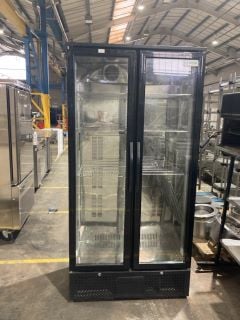 ADEXA BLACK TWIN DOOR UPRIGHT BAR BOTTLE COOLER MODEL: SC-458F