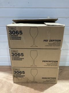 3 X BOXES OF LIBBY PERCEPTION WHITE WINE GLASSES (8OZ)