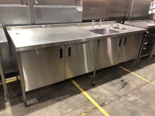 STAINLESS STEEL TWIN STORAGE TWIN SINK COMMERCIAL KITCHEN WORK SURFACE