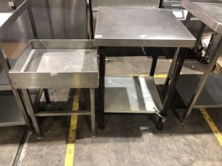 STAINLESS STEEL COMMERCIAL KITCHEN PLATING STATION & STAINLESS STEEL COMMERCIAL KITCHEN SMALL SURFACE WITH SINGLE SHELF